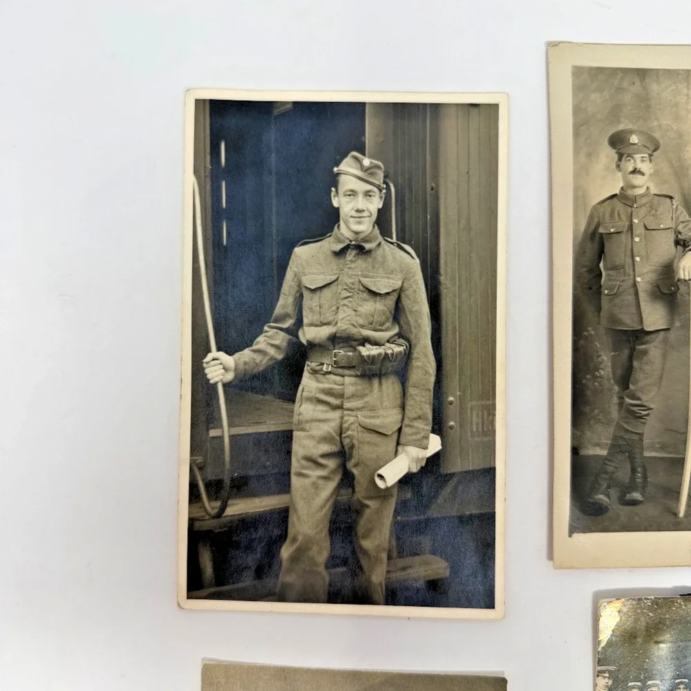Lot of 6 Vintage WWI Military Real Photo Postcards British Army Portraits